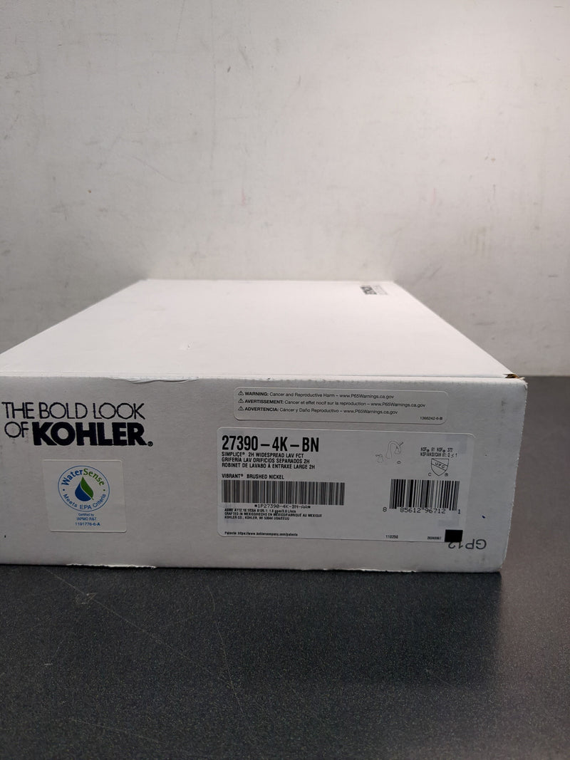 Kohler 27390-4K-BN Simplice 8 in. Widespread Double-Handle Widespread Bathroom Sink Faucet, 1.0 GPM in Vibrant Brushed Nickel