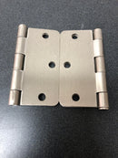 Deltana S35R415 3-1/2 x 3-1/2 Plain Bearing 1/4" Radius Corner Full Mortise Hinge - Pair - Satin Nickel
