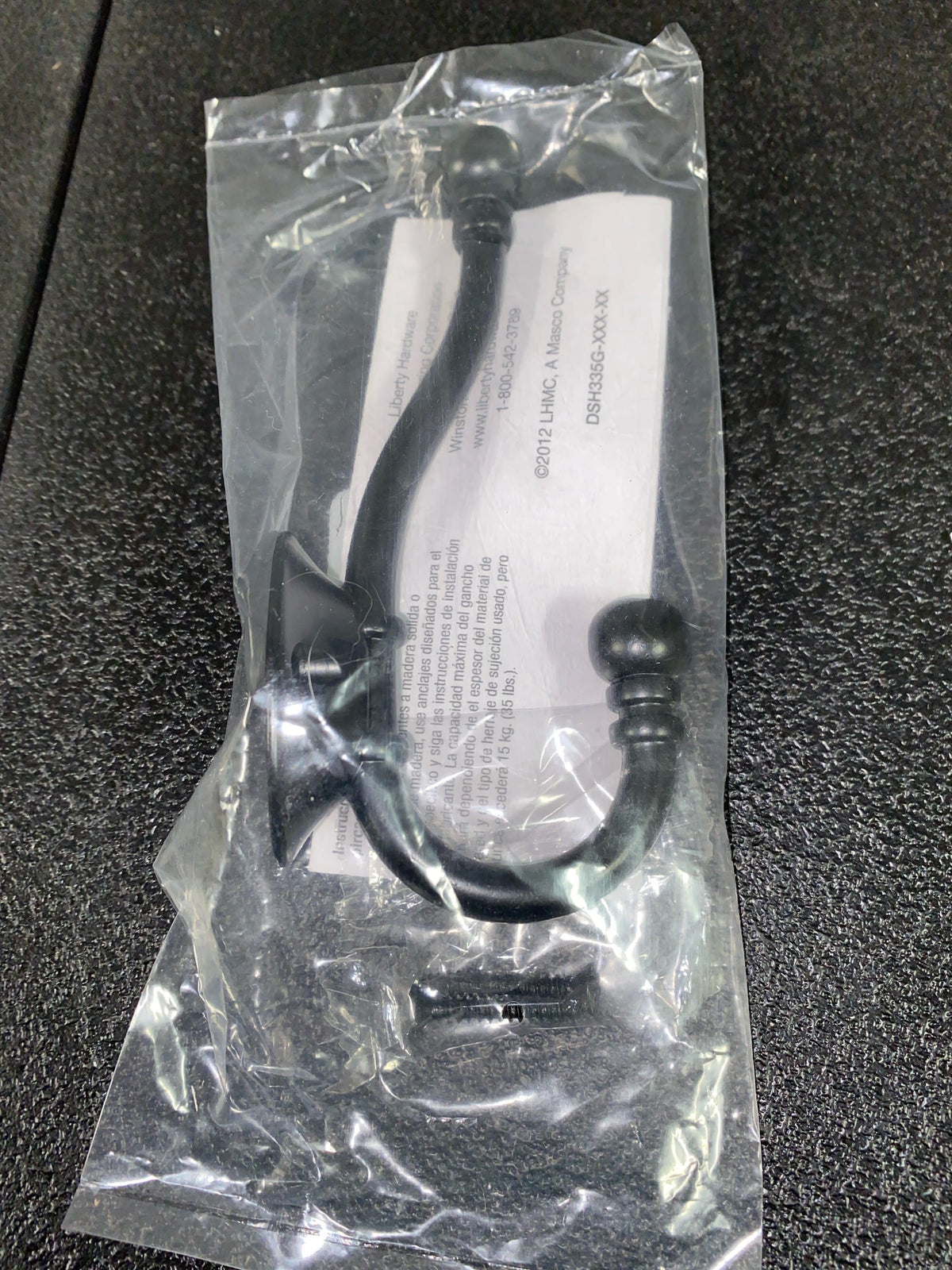 Liberty B46305C-FB-C 5-1/5 in. Matte Black Ball End Coat Hook