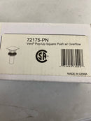 Delta 72175-PN Square Push Pop-Up Drain Assembly with Overflow - Polished Nickel