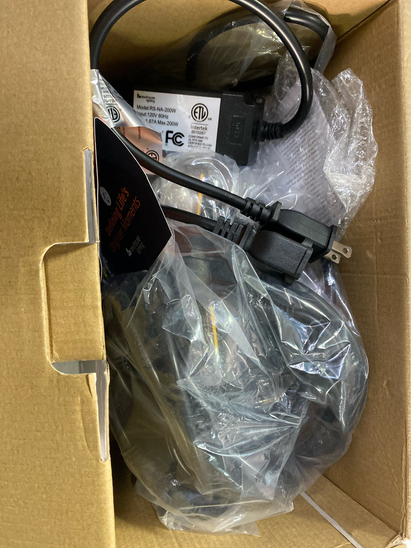 Newhouse lighting CSTRINGLEDDIM Outdoor 48 ft. Plug-In S14 Edison Bulb LED String Light with Wireless 265W Dimmer, Remote Control, Extra Bulb, Black