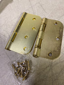 Deltana S44R54 4" x 4" Plain Bearing 5/8" Radius Corners Mortise Hinge - Pair - Brushed Brass