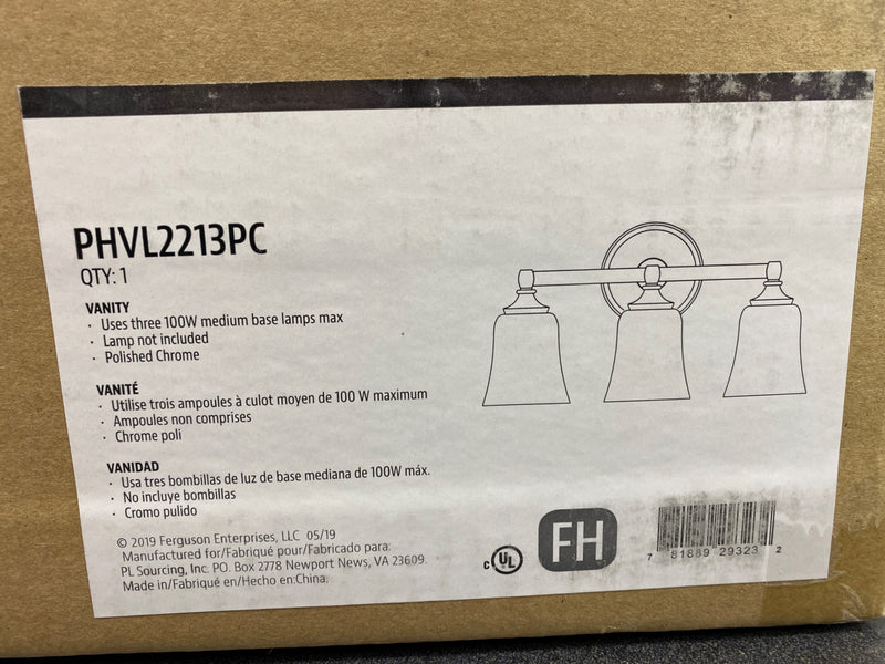 Signature Hardware 427989 Scarborough 3 Light 18" Wide Bathroom Vanity Light - Chrome