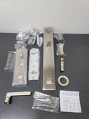 Baldwin EESANxSQUCQE150 Santa Cruz Full Plate Single Cylinder Keyed Entry Handleset with Interior Square Lever and Emergency Egress Function - Satin Nickel