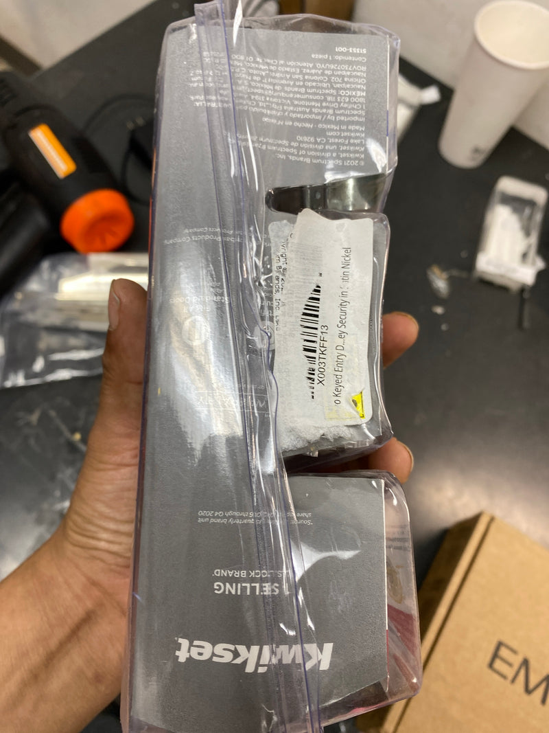 Kwikset Juno Entry Door Knob with Lock and Key, Secure Keyed Handle Exterior, Front Entrance and Bedroom, Satin Nickel, Pick Resistant SmartKey Rekey Security and Microban, 2