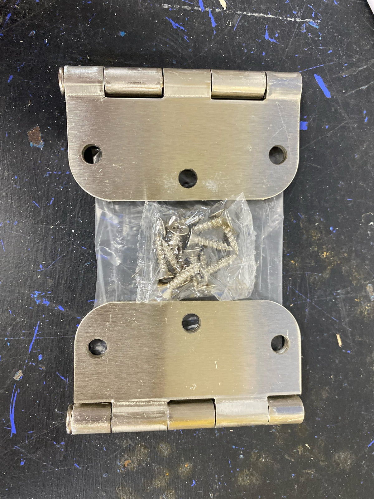 Deltana S35R515 3-1/2 x 3-1/2 Plain Bearing 5/8" Radius Corner Full Mortise Hinge - Pair - Satin Nickel