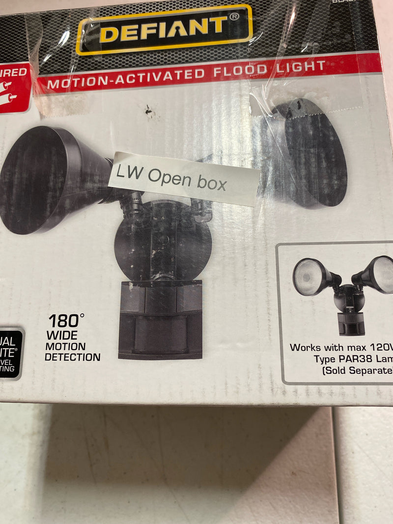 Defiant 17000162 PAR 180° Black Motion Sensor Wired Outdoor Exterior 2-Head Dusk-to-Dawn Security Flood Light