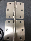 Deltana S35R415 3-1/2 x 3-1/2 Plain Bearing 1/4" Radius Corner Full Mortise Hinge - Pair - Satin Nickel