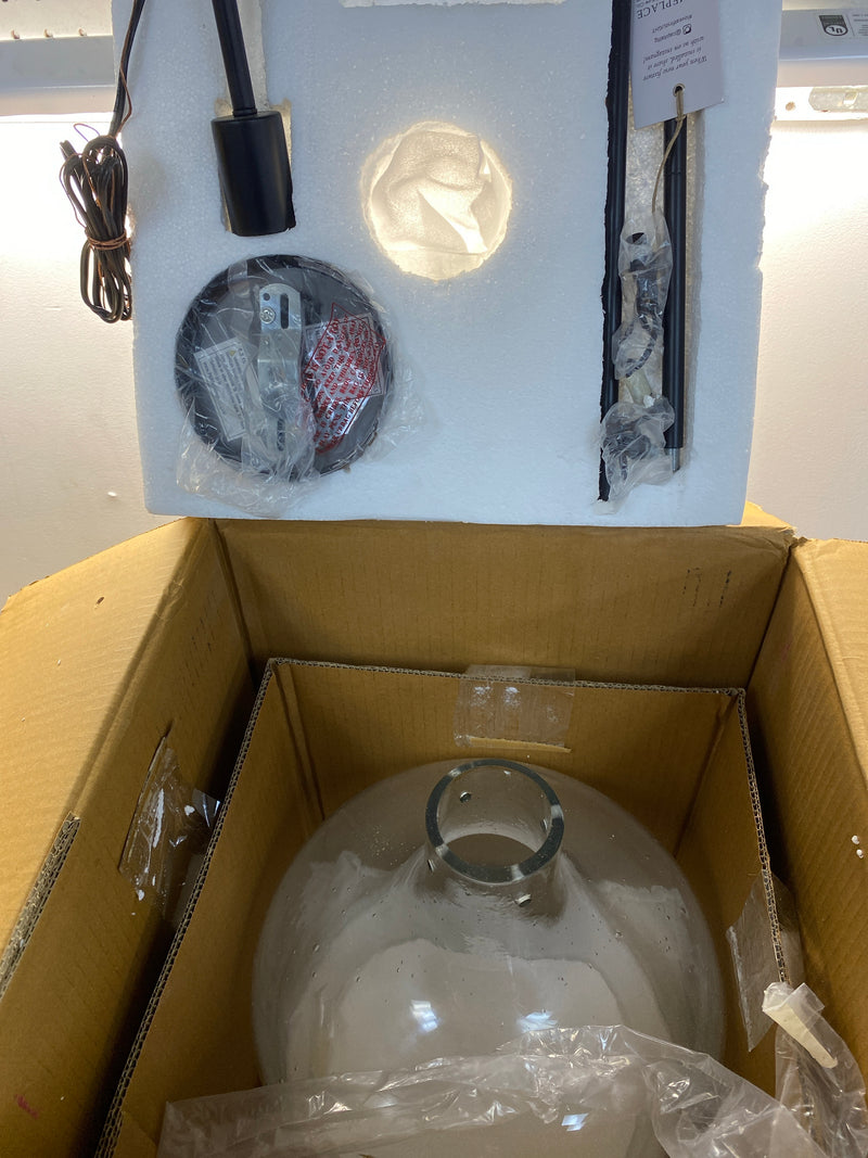 Capital Lighting 325712MB Single Light 15" Tall Pendant with Seedy Glass Shade - Matte Black