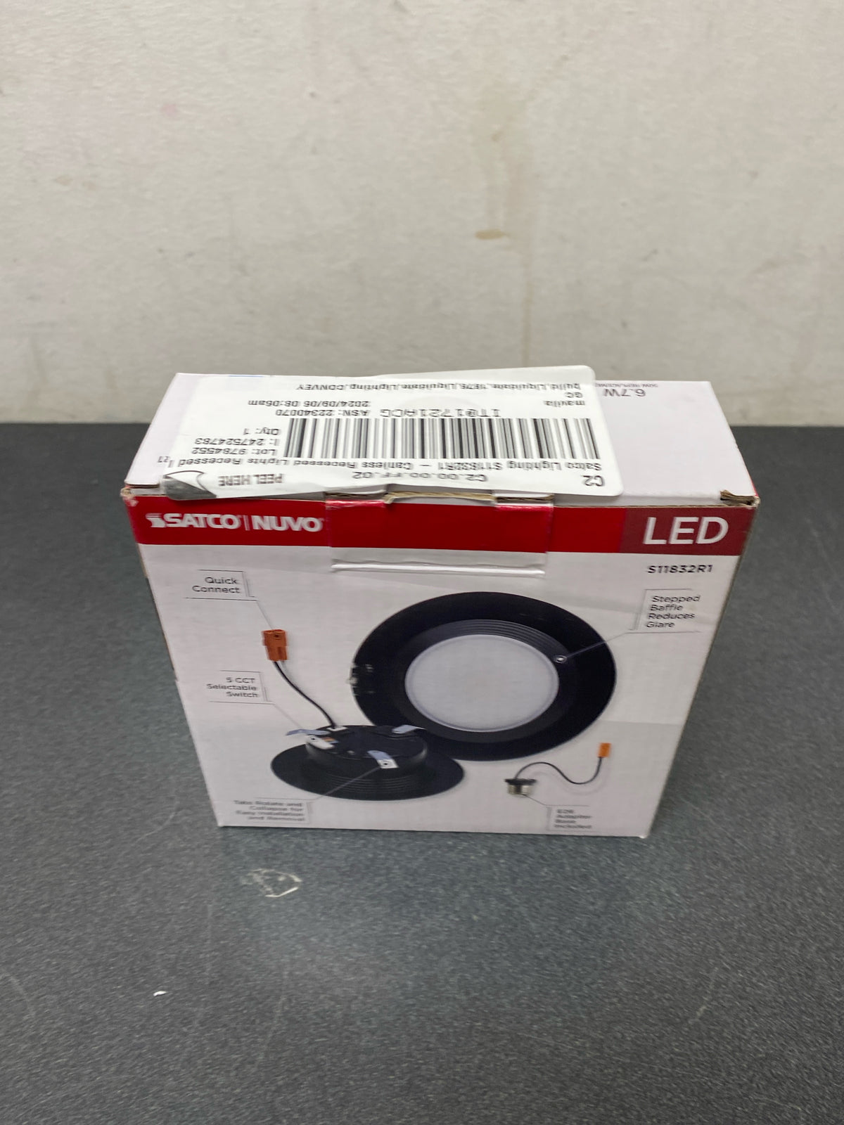 Satco S11832R1, 6.7 Watt; Dimmable LED Downlight Retrofit; 4 Inch; CCT Selectable Warm White to Natural Light; 120 Volts; Black Finish; Residential and Commercial Use