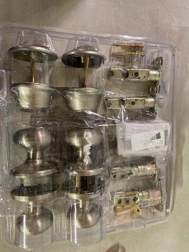 Kwikset T242CV15SMTCPCO Cove Satin Nickel Keyed Entry Door Knob and Single Cylinder Deadbolt Project Pack featuring SmartKey and Microban