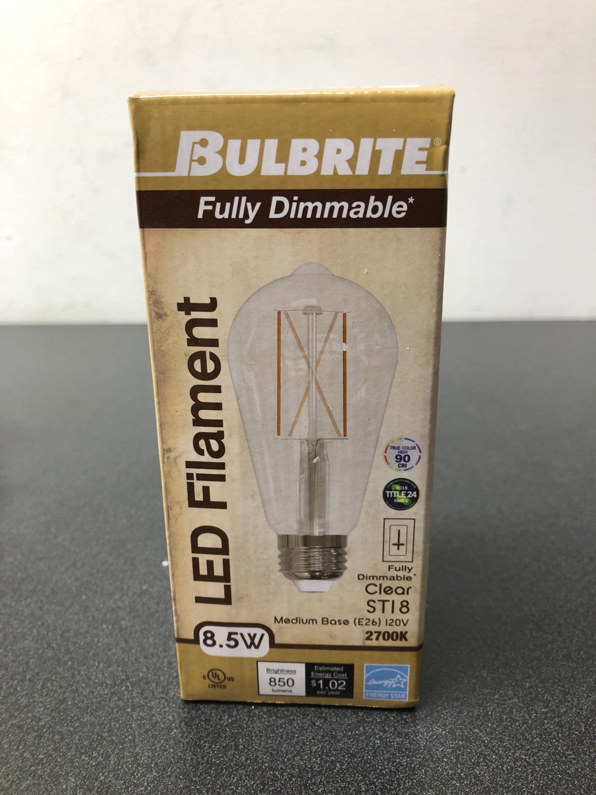 Bulbrite 776767 - led8st18/27k/fil/3/ja8 edison style antique filament led light bulb