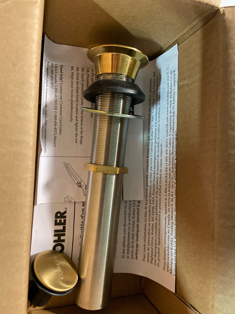 Kohler K-33151-2MB Pop-up Clicker Drain Without Overflow - Vibrant Brushed Moderne Brass