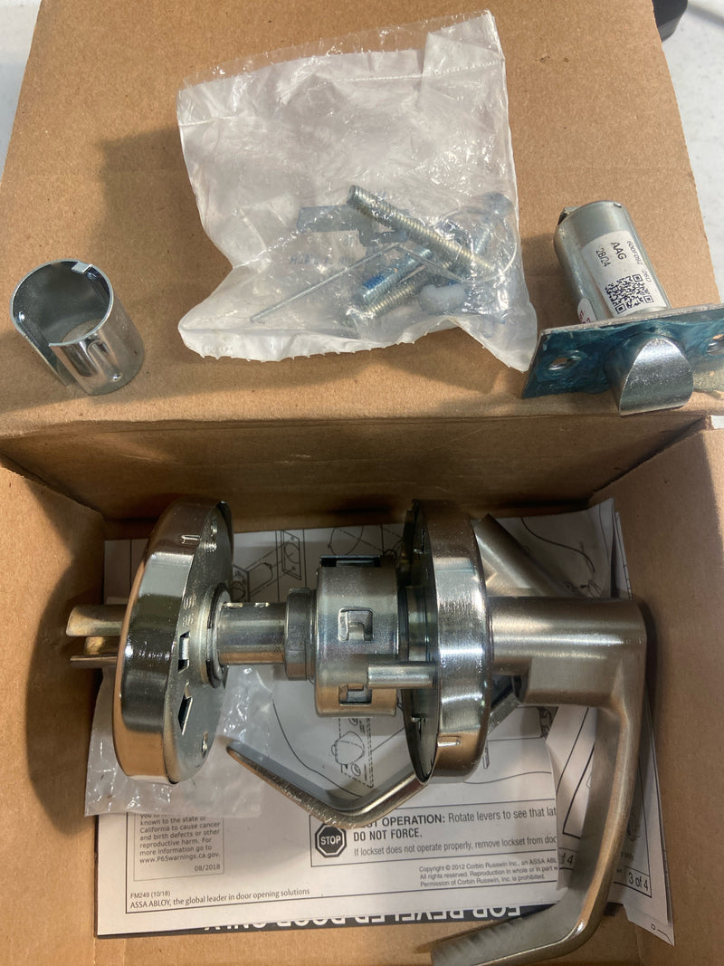 Corbin Russwin CL3810-NZD-625 Commercial Cylindrical Grade 2 Passage Lever Set with Newport Trim - Polished Chrome