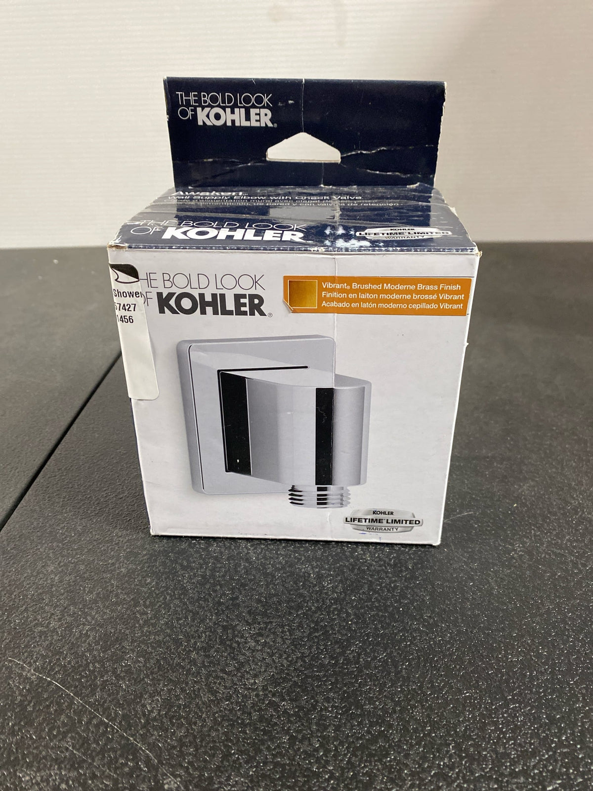Kohler K-98351-2MB Awaken Wall Supply Elbow with Check Valve - Vibrant Brushed Moderne Brass