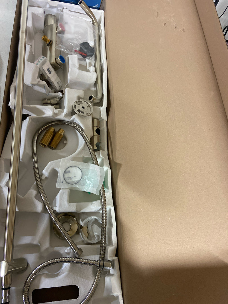 Grohe 26728EN0 Euphoria Thermostatic Shower System with Slide Bar, Shower Arm, Hose and Valve Trim - Less Hand Shower and Shower Head - Brushed Nickel Infinity Finish