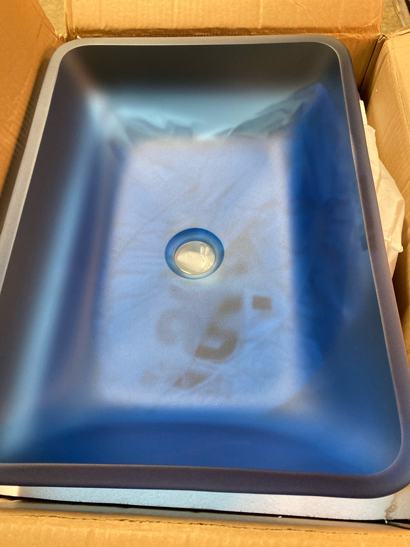 Vigo VG07092 Matte Shell Sottile Royal Blue Glass 18 in. L x 13 in. W x 4 in. H Rectangular Vessel Bathroom Sink