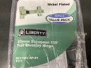 Liberty Hardware HC11SFC-NP-B1 110-Degree Full Overlay Concealed Hinge, Nickel Plated, 10 Count