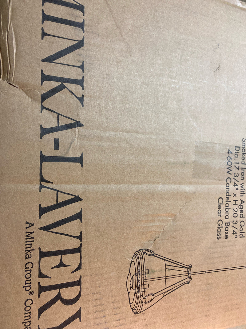 Minka Lavery 3904-107 Eden Valley 4 Light 18" Wide Pendant with Clear Glass - Smoked Iron / Aged Gold