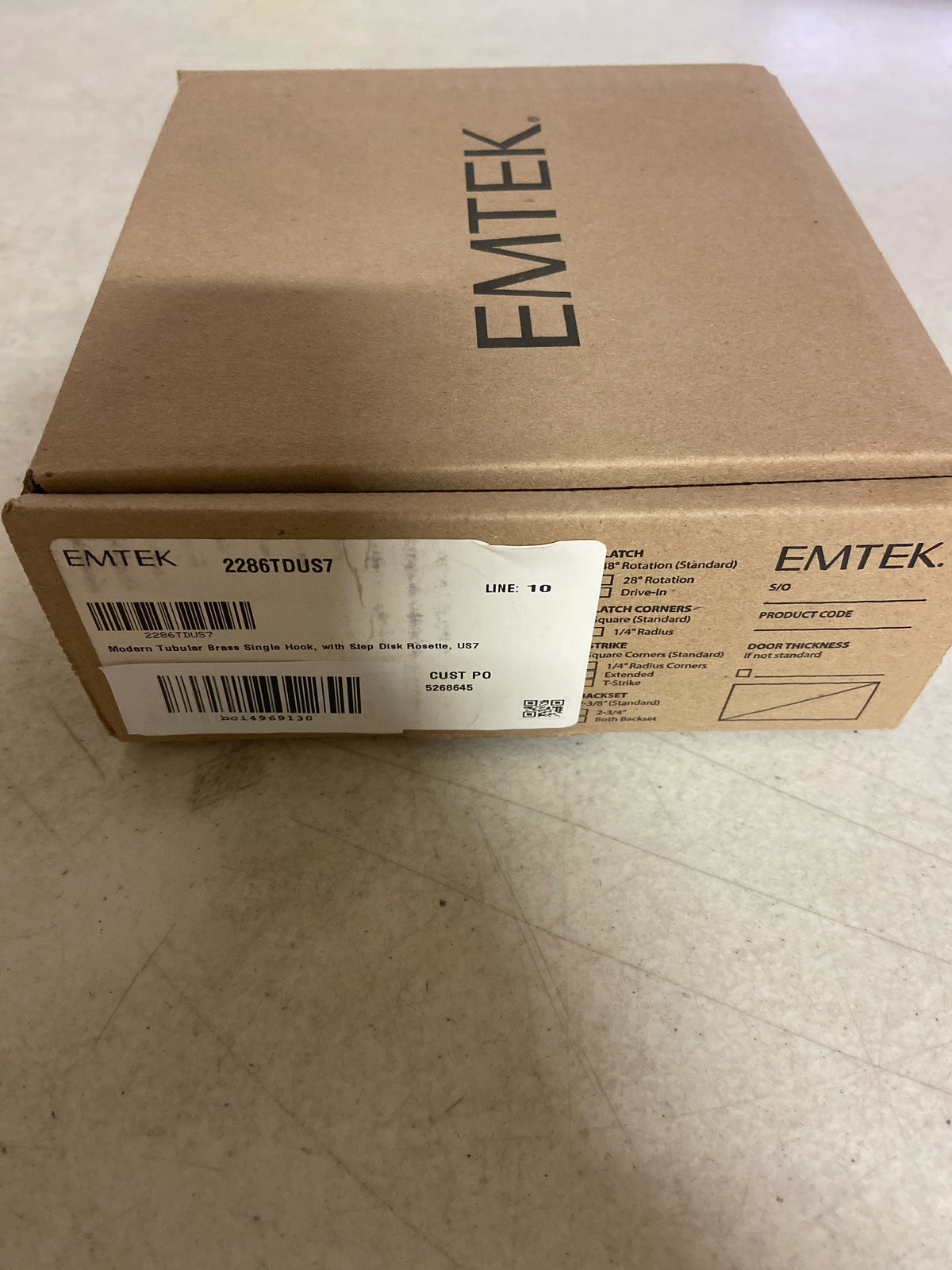 Emtek 2286TDUS7 Modern Tubular Single Robe Hook with Step Disc Rosette - French Antique