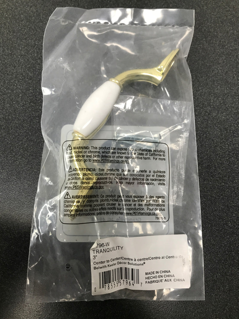 Hickory hardware P796-W Tranquility 3 in. Center-to-Center White Pull