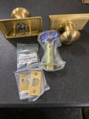 Emtek 8121PUS4 Providence Passage Door Knob Set with Rectangular Rose from the Brass Classic Collection - Satin Brass