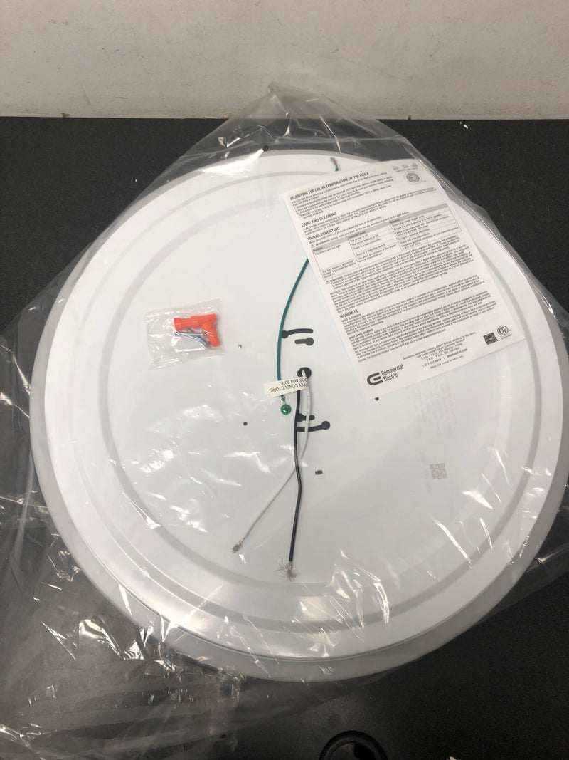 Commercial electric 564511111 20 in. Low Profile LED Flush Mount Round Ceiling Light 2400 Lumens 3000K 4000K 5000K Dimmable Bedroom Lighting