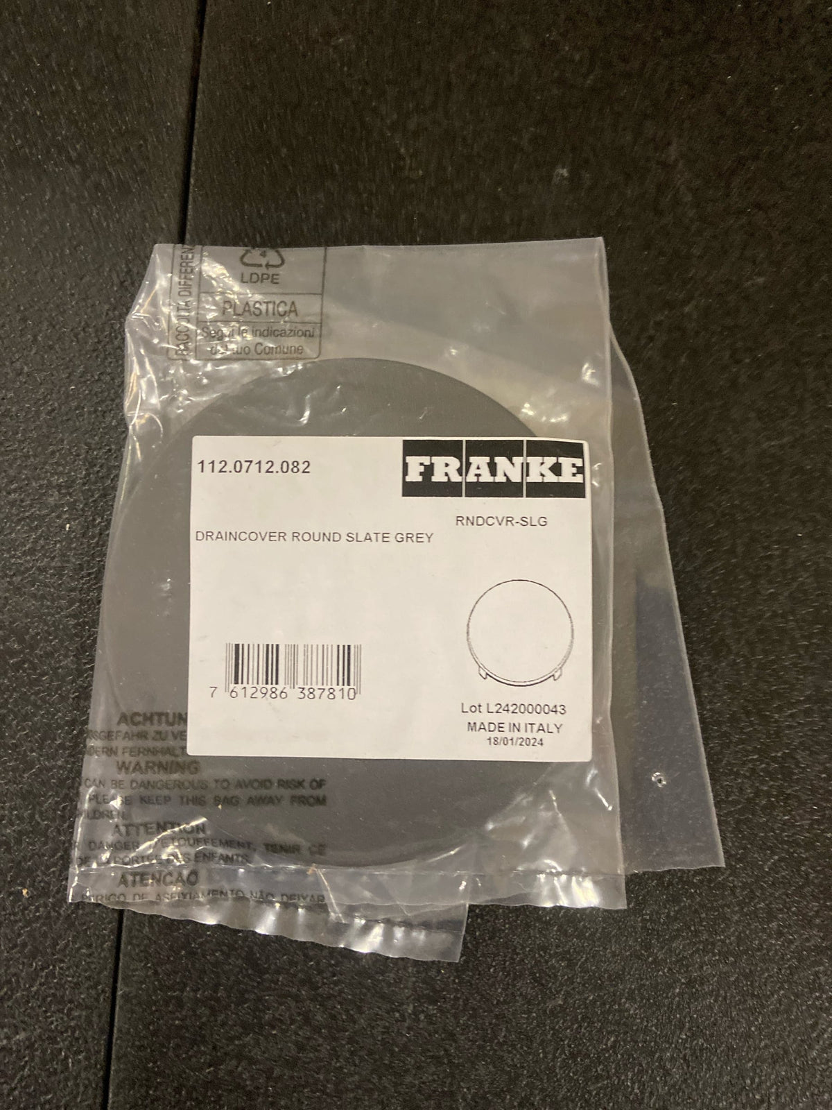 Franke RNDCVR-SLG Colorline Round Colorline Drain Cover, Slate Grey
