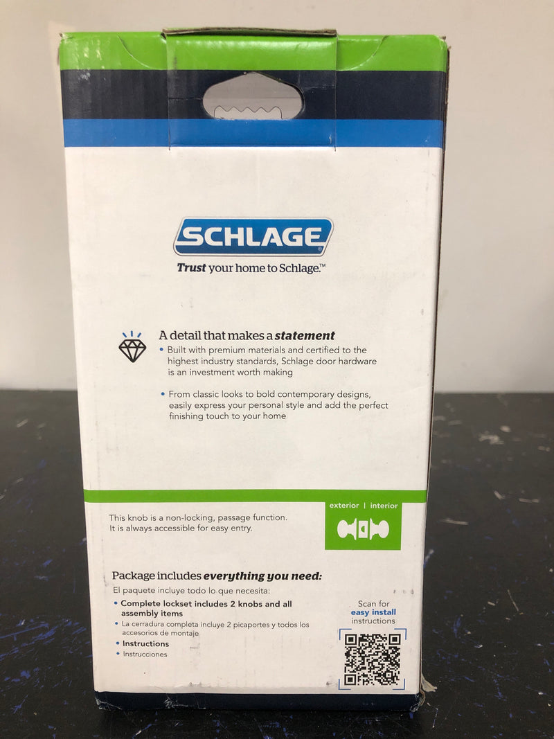 Schlage F10 PLY 605 Plymouth Bright Brass Passage Hall/Closet Door Knob