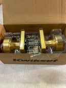 Kwikset 740PSKSQT-4S Pismo Single Cylinder Keyed Entry Door Knob Set with Square Rose and SmartKey - Satin Brass