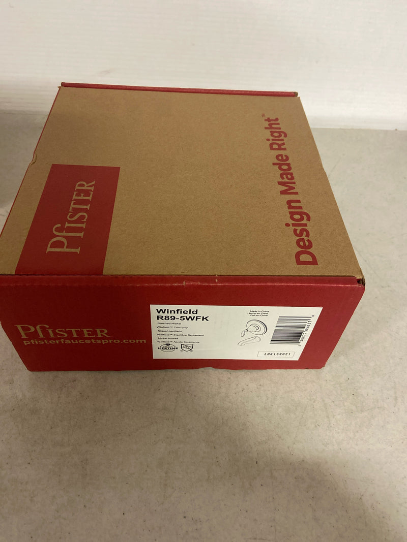 Pfister R89-5WF Winfield Single Handle Shower Trim Package with Quick Connect Tub Spout and Pforever Seal Cartridge - Brushed Nickel