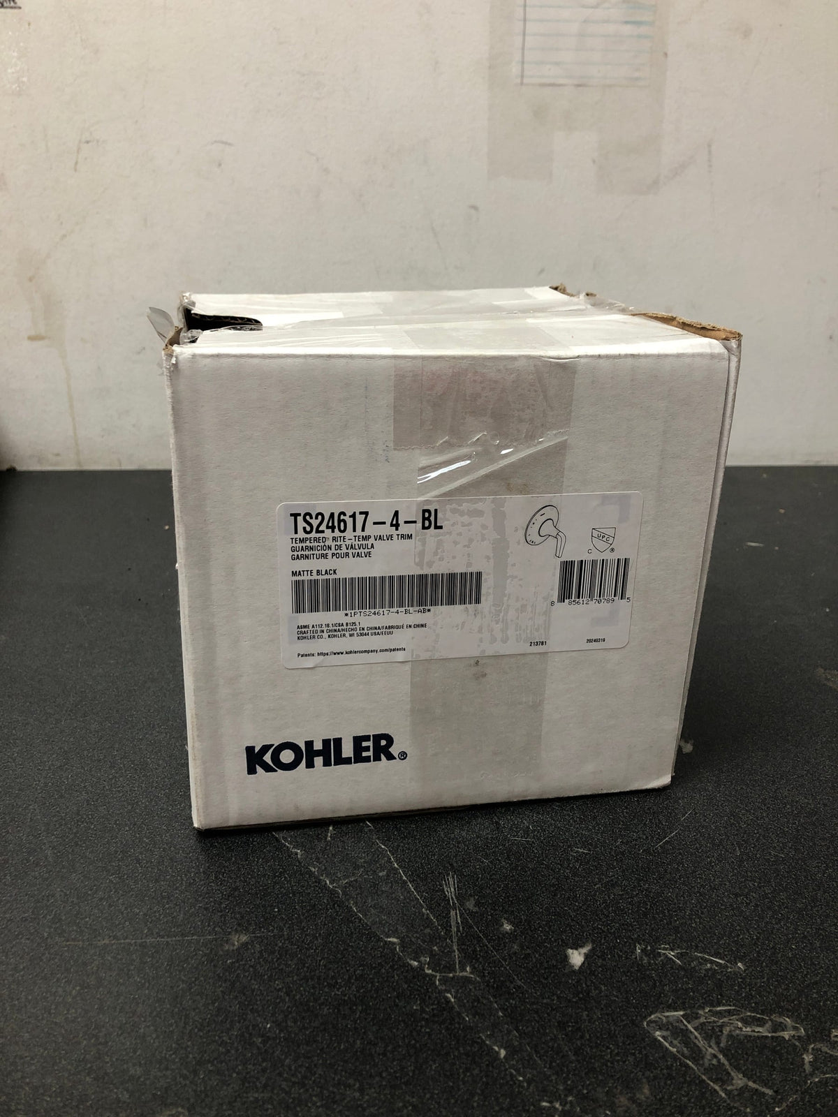 Kohler K-TS24617-4-BL Tempered Pressure Balanced Valve Trim Only with Single Lever Handle - Less Rough In - Matte Black