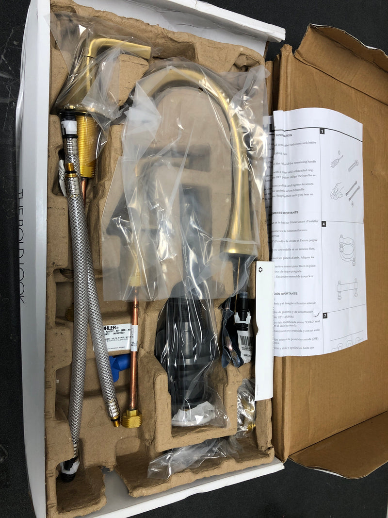 Kohler K-R28797-4D-2MB Sundae 8 in. Widespread Double Handles Bathroom Faucet in Vibrant Brushed Moderne Brass