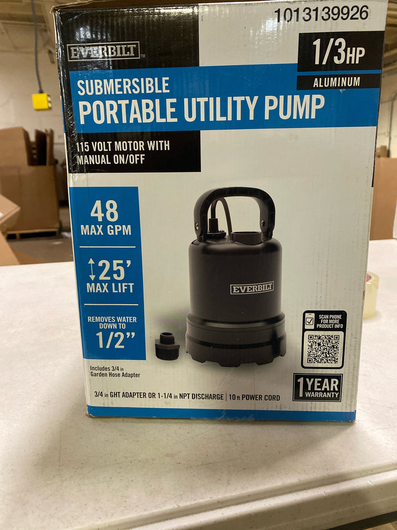 Everbilt EB91430 1/3 HP Submersible Aluminum Utility Pump