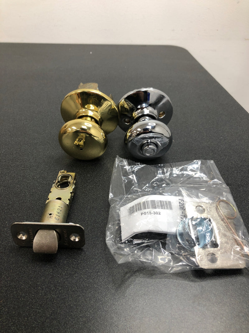 Schlage F40PLY605625 Plymouth Privacy Lock Door Knob Set - Polished Brass x Polished Chrome