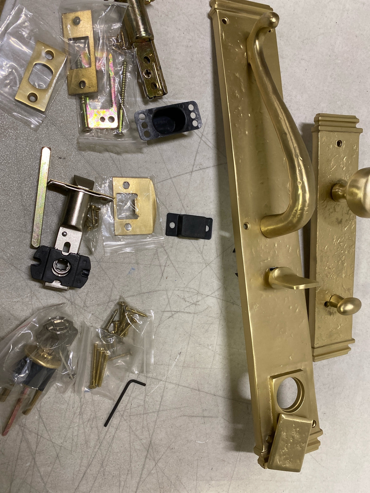 Signature Hardware 946279-KE-234 Griggs Solid Brass Full Plate Keyed Entry Single Cylinder Door Handleset with Interior Knob and 2-3/4" Backset - Satin Brass