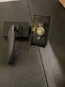 Emtek 510SKUS19 Straight Knurled Passage Door Lever Set from the SELECT Brass Collection - Flat Black Modern Rectangular rosette R-Bar Stem