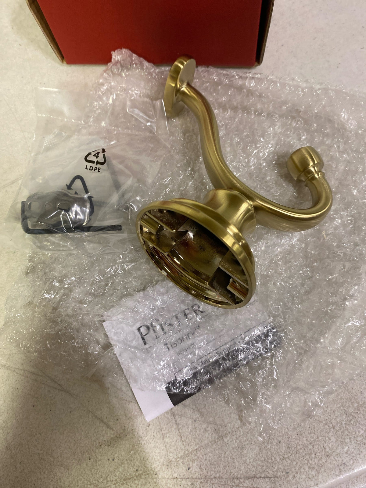 Pfister, BRH-TB0BG, Tisbury Double Robe Hook, Brushed Gold