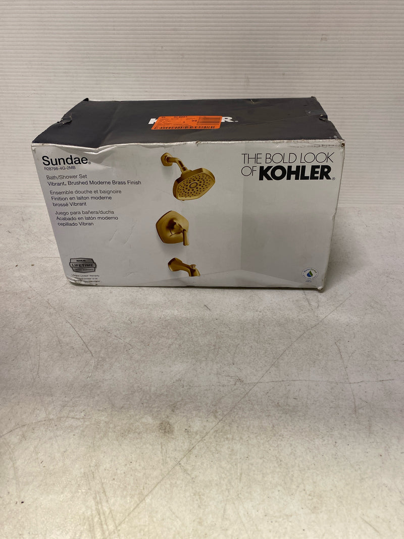 KOHLER Sundae Single-Handle 3-Spray Tub and Shower Faucet 1.75 GPM in Vibrant Brushed Moderne Brass (Valve Included)