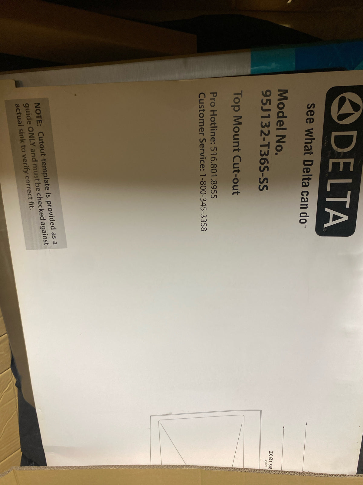 Delta 95J132-T36S-SS Lenta 36” Retrofit Farmhouse Apron Front 16 Gauge Stainless Steel Single Bowl Kitchen Sink For Undermount or Drop-In Installation With Accessories - Stainless Steel