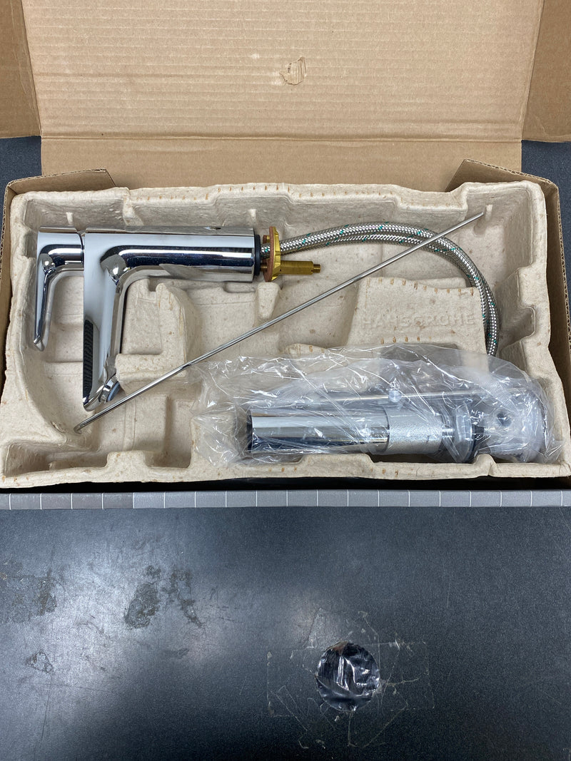 Hansgrohe 71710001 Talis E 1.2 GPM Single Hole Bathroom Faucet with QuickClean, ComfortZone and EcoRight Technology - Includes Metal Pop-Up Drain Assembly - Chrome