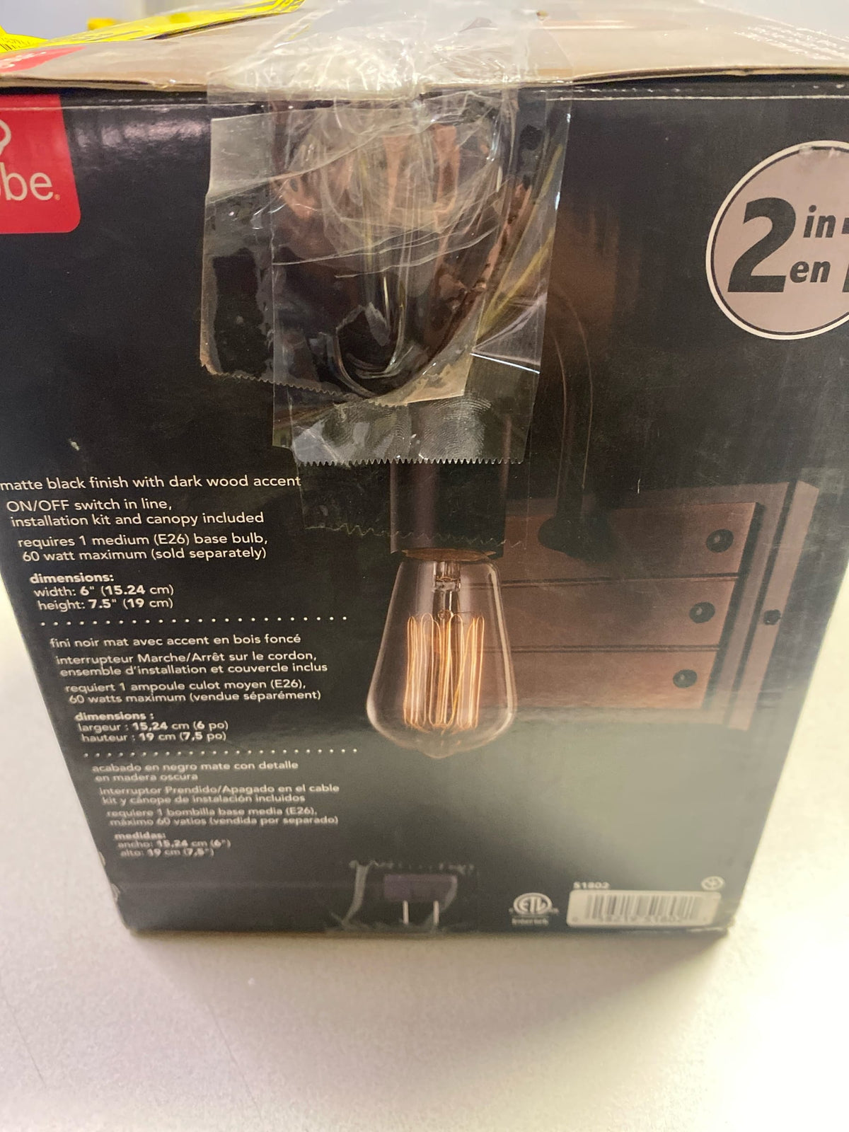Globe Electric 1-Light Matte Black Wall Sconce - Total Qty: 1