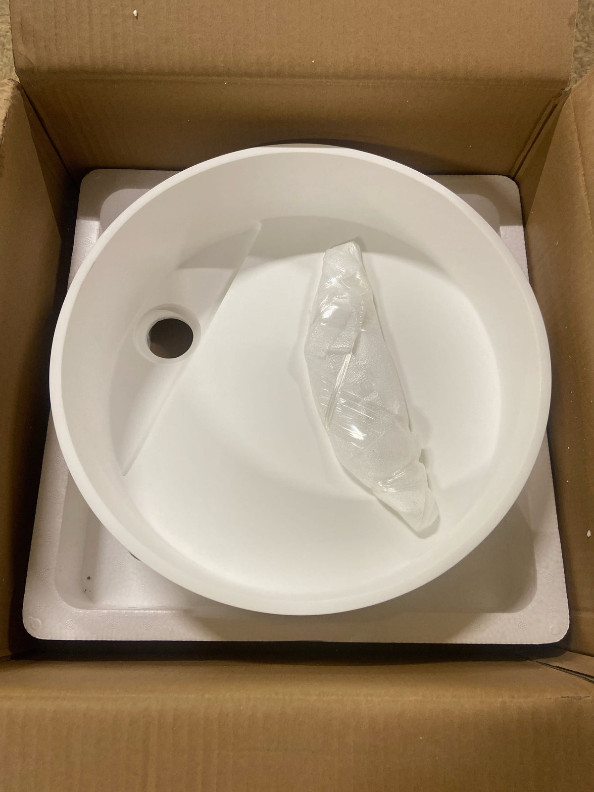 Vigo VG04017 Montauk 15" L x 15" W x 5" H Circular Stone Composite Vessel Bathroom Sink - Matte White