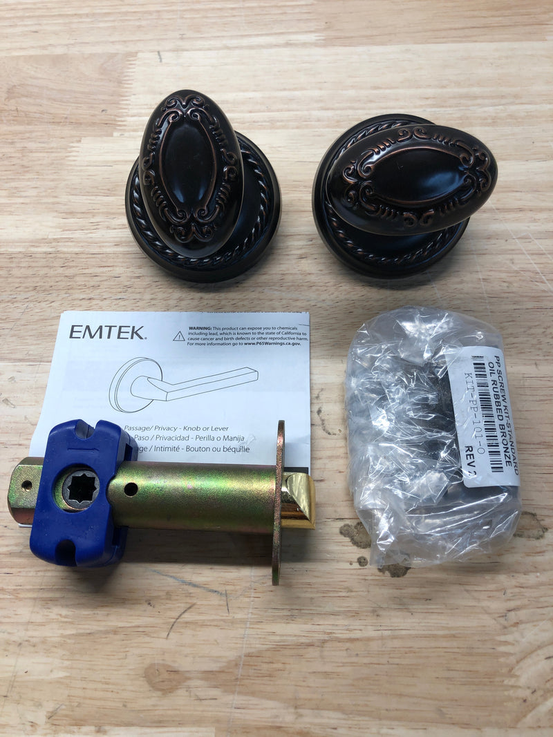 Emtek 820VUS10B Victoria Egg Designer Brass Privacy Knobset - Oil Rubbed Bronze