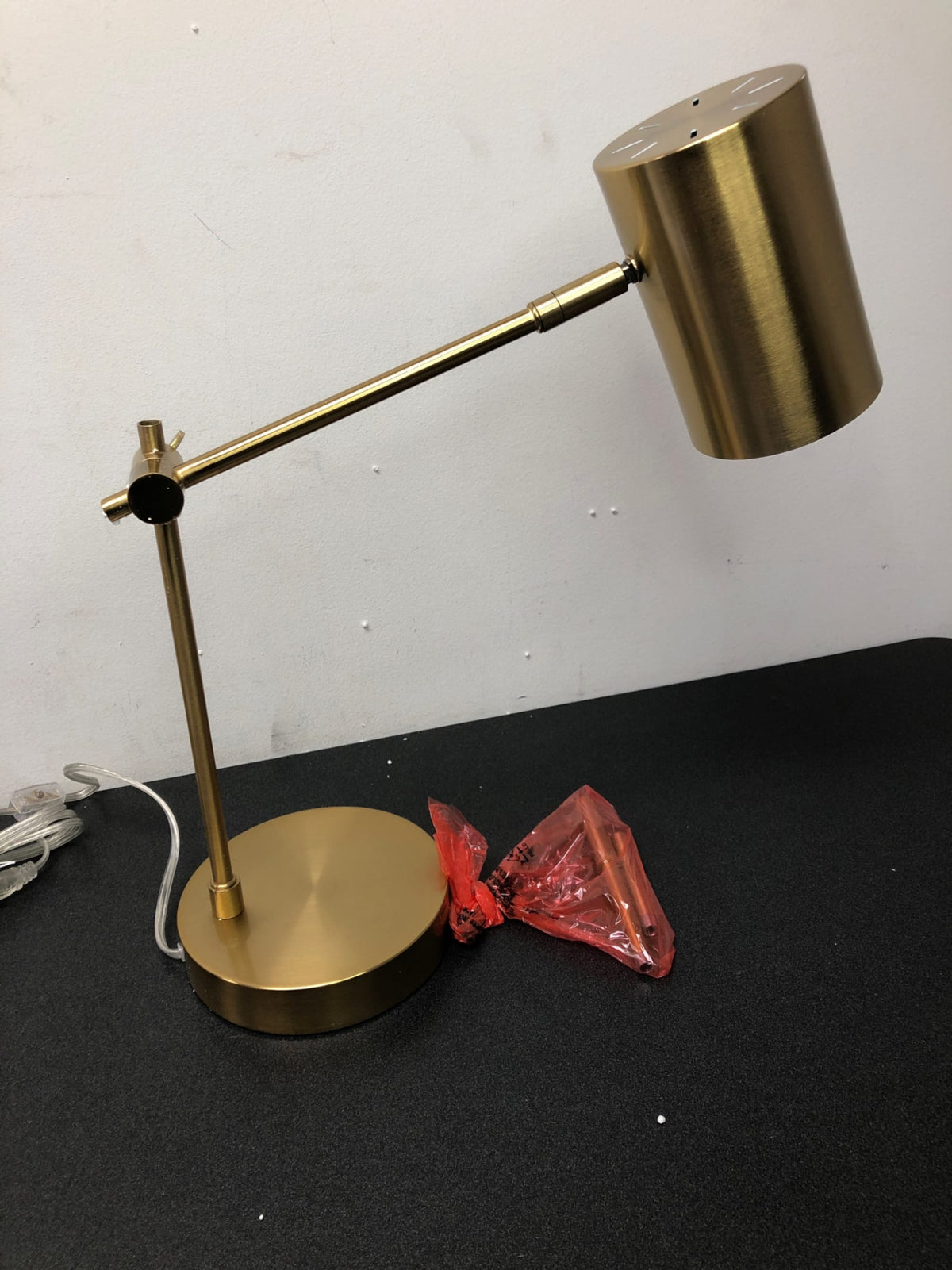 Globe Electric 52098 Pratt Single Light Adjustable Height Boom Arm Desk Lamp - Matte Brass