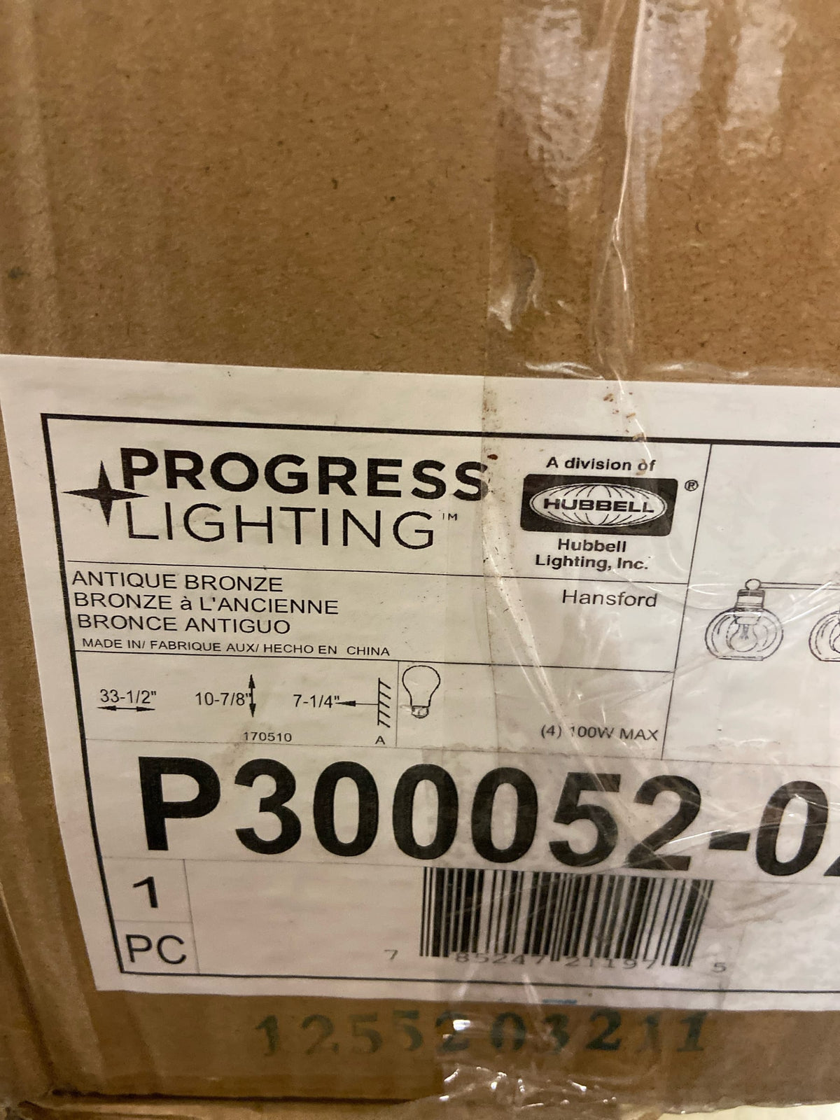 Progress Lighting P300052-020 Hansford 4 Light 7" Wide Bathroom Vanity Light - Antique Bronze