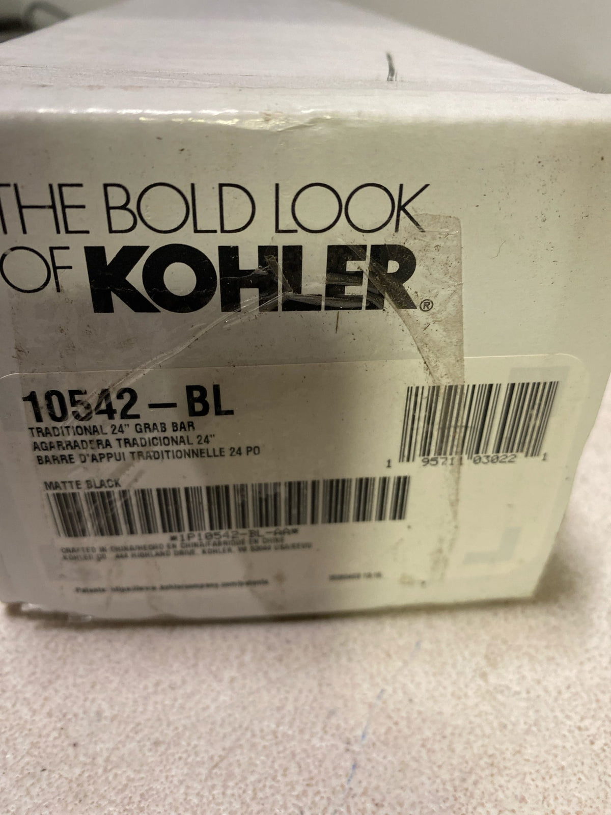 Kohler K-10542-BL 24" Grab Bar with Traditional Design - Matte Black