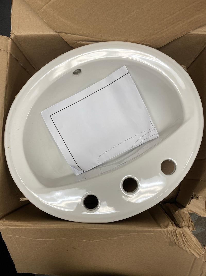 American Standard 0475020.020 Aqualyn 20-3/8" Drop In Porcelain Bathroom Sink with 3 Holes Drilled at 8" Centers - White