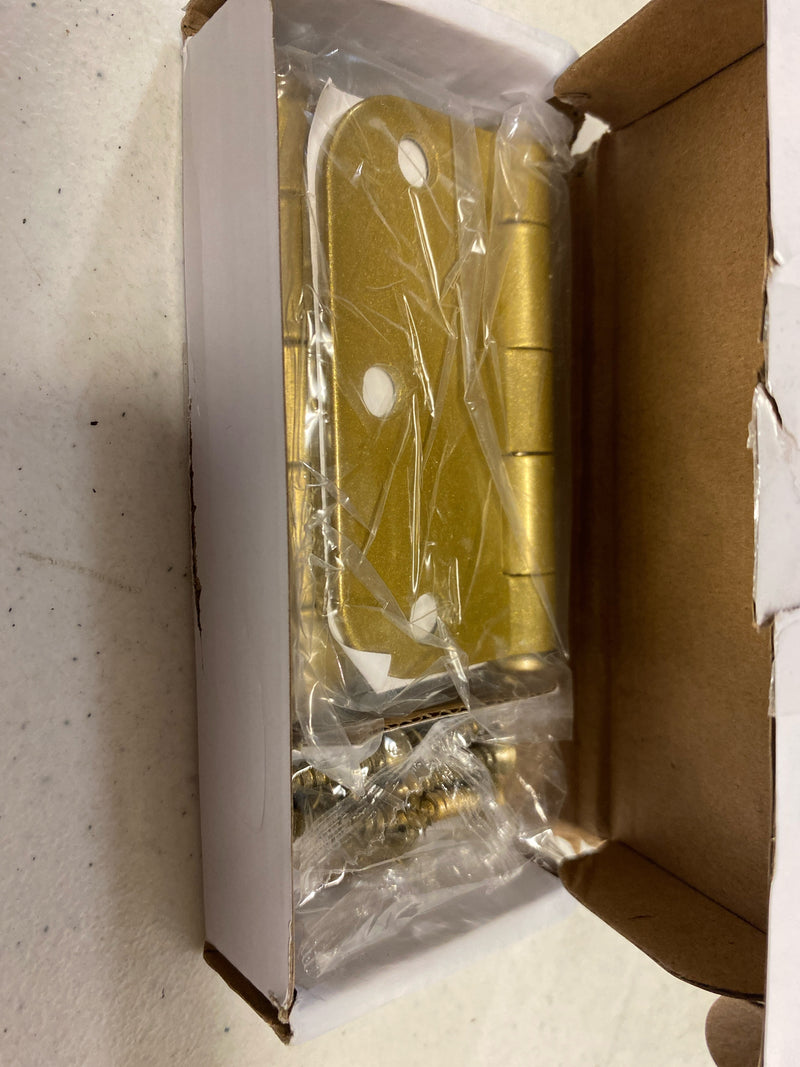 Emtek 92033US4 3-1/2" x 3-1/2" Plated Steel Heavy Duty 5/8" Radius Round Corner Plain Bearing Hinges - Pair - Satin Brass