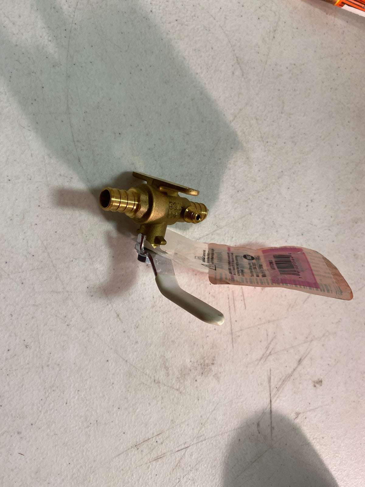 Apollo 1/2 in. Brass PEX-B Barb Ball Valve with Drain and Mounting Pad